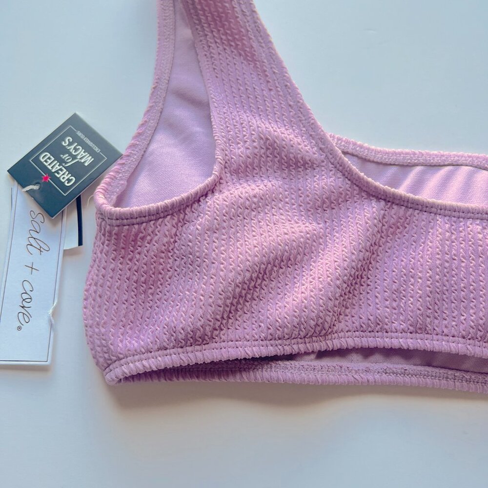 NWT Salt + Cove One Shoulder Side Shirred Bikini Top Dusty Lilac Size Small S - Picture 8 of 10